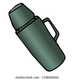 Cute Doodle on the topic of tourism. Thermos. drawn vector illustration.