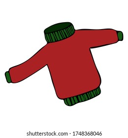 Cute Doodle on the topic of tourism. warm sweater. drawn vector illustration.