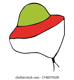 Cute Doodle on the topic of tourism. Hat. Hand-drawn vector illustration.