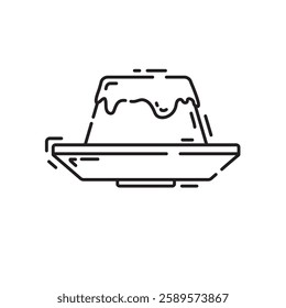 cute doodle outline pudding dessert. Simple black and white doodle of caramel pudding dessert. traditional Japanese dessert