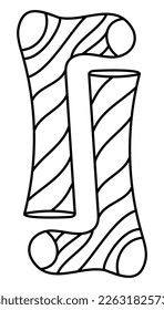 Cute doodle ein Paar gestreifter Socken aus der Sammlung von gürtelhaften Aufklebern. Cartoon, weiß und schwarz, Vektorgrafik.