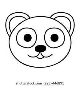 Cute doodle panda face from the collection of girly stickers. Cartoon vector white and black illustration.
