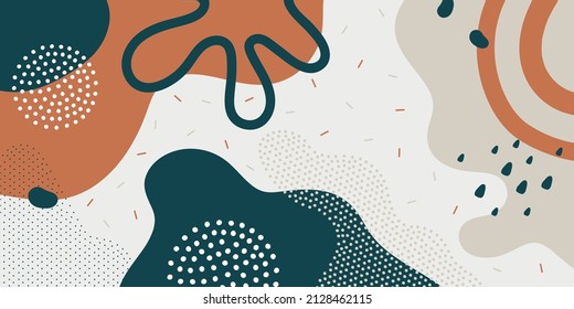 Cute doodle pattern background with abstract shapes and dots. Modern vector pattern for Banner, Flyer, Cover...