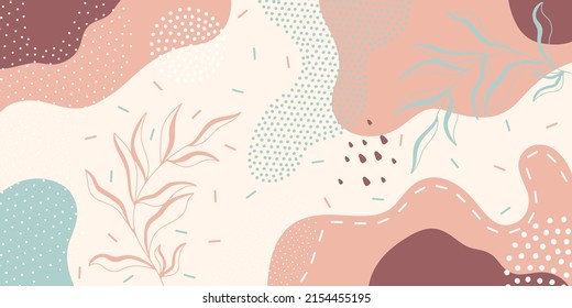 Cute doodle pattern background with abstract shapes and dots. Modern vector pattern for Banner, Flyer, Cover...