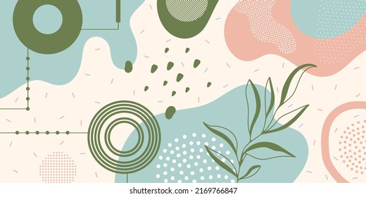 Cute doodle pattern background with abstract shapes.