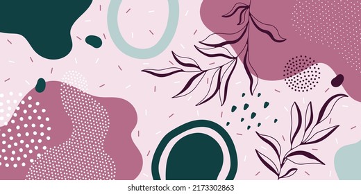 Cute doodle pattern background with abstract shapes and dots. Modern vector pattern for Banner, Flyer, Cover...