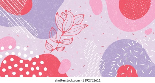 Cute doodle pattern background with abstract shapes and dots. Modern vector pattern for Banner, Flyer, Cover...