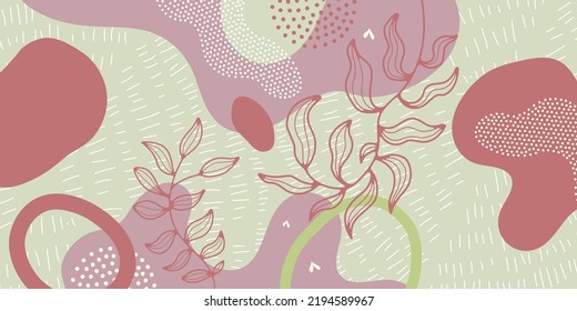 Cute doodle pattern background with abstract shapes and dots. Modern vector pattern for Banner, Flyer, Cover...