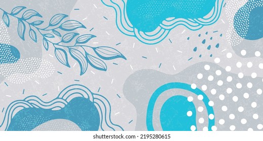 Cute doodle pattern background with abstract shapes.