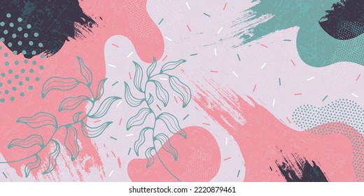 Cute doodle pattern background with abstract shapes.