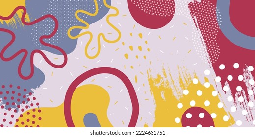 Cute doodle pattern background with abstract shapes and dots. Modern vector pattern for Banner, Flyer, Cover...