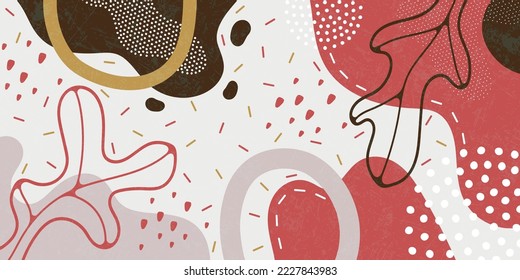 Cute doodle pattern background with abstract shapes and dots. Modern vector pattern for Banner, Flyer, Cover...