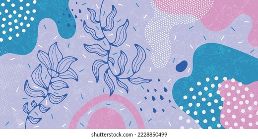 Cute doodle pattern background with abstract shapes and dots. Modern vector pattern for Banner, Flyer, Cover...