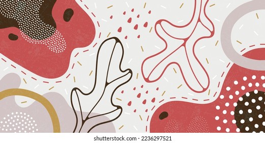 Cute doodle pattern background with abstract shapes and dots. Modern vector pattern for Banner, Flyer, Cover...