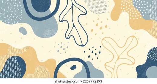 Cute doodle pattern background with abstract shapes.