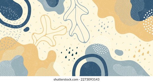 Cute doodle pattern background with abstract shapes.