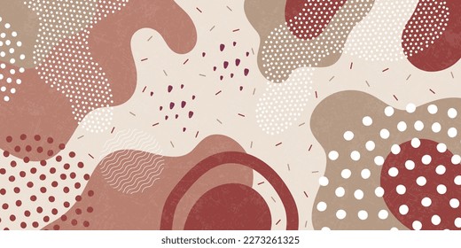 Cute doodle pattern background with abstract shapes and dots. Modern vector pattern for Banner, Flyer, Cover...
