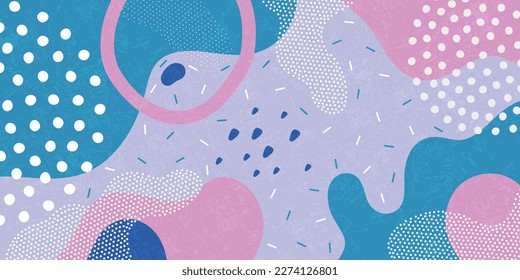 Cute doodle pattern background with abstract shapes. Modern vector pattern.