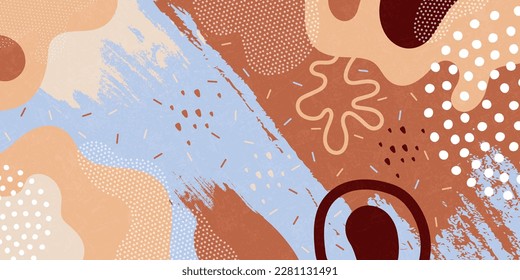 Cute doodle pattern background with abstract shapes and dots. Modern vector pattern for Banner, Flyer, Cover...