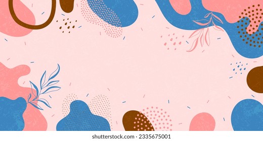 Cute doodle pattern background with abstract shapes and dots. Modern vector pattern for Banner, Flyer, Cover...