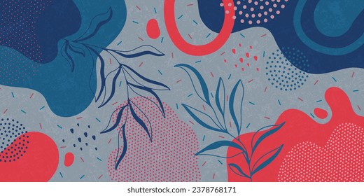 Cute doodle pattern background with abstract shapes and dots. Modern vector pattern for Banner, Flyer, Cover...