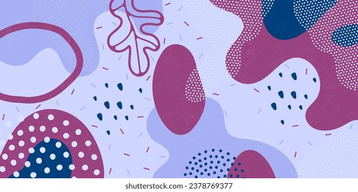 Fondo de patrón de doodle con formas y puntos abstractos. Patrón vectorial moderno para Banner, Volante, Cubierta...