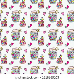 cute Doodle pattern cans with heart fly out of the jar