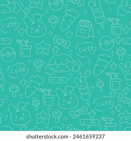 cute doodle pattern seamless soft green background