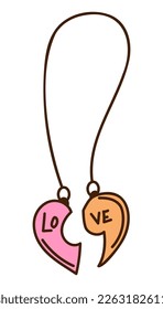 Cute doodle pendant from the collection of girly stickers. Cartoon color vector illustration.