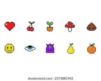 Cute Doodle Pixel Element Set