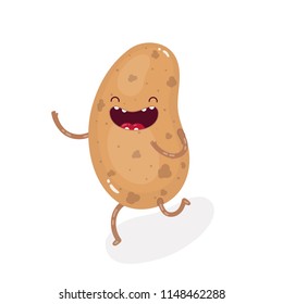 Cute doodle potatoe character on a white background. Isolated vector illustration