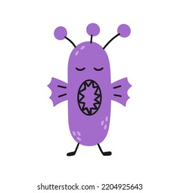 Cute doodle purple monster icon. Happy Halloween