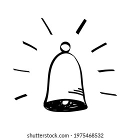 Cute doodle reminder icon, ringing bell. Sketch style hand-drawn illustration on isolated background.