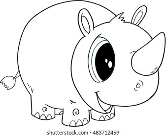 Cute  Doodle Rhino Vector Illustration Art