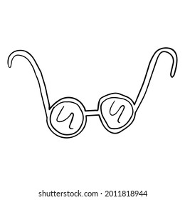 Cute doodle round glasses isolated on white background. 