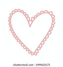 Cute doodle and scribble heart shape vector in soft pastel color.