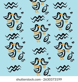 cute doodle seagull for background