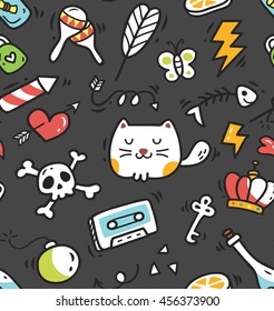 Cute doodle seamless background