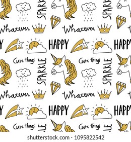 cute doodle seamless background, suitable for fabric printing motif