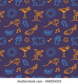 cute doodle seamless background, suitable for wallpaper, wrapping paper, fabric printing etc