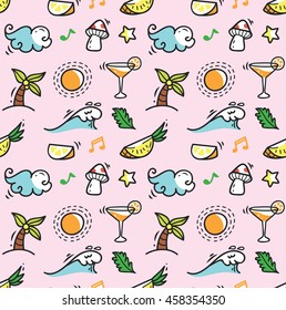 cute doodle seamless background, suitable for wallpaper, wrapping paper, fabric printing etc