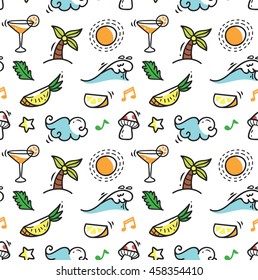 cute doodle seamless background, suitable for wallpaper, wrapping paper, fabric printing etc
