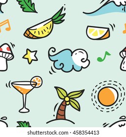 cute doodle seamless background, suitable for wallpaper, wrapping paper, fabric printing etc