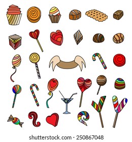 Cute doodle seamless pattern. Love and sweets.
