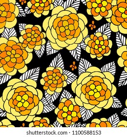 Cute doodle seamless pattern with roses
