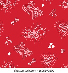 Cute doodle seamless pattern for st. Valentine s day with hearts