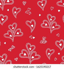 Cute doodle seamless pattern for st. Valentine s day with hearts