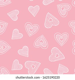 Cute doodle seamless pattern for st. Valentine s day with hearts