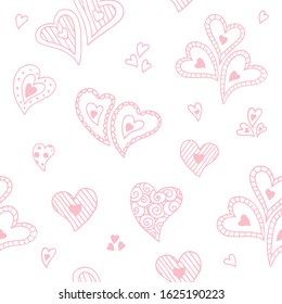 Cute doodle seamless pattern for st. Valentine s day with hearts
