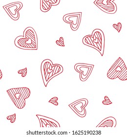 Cute doodle seamless pattern for st. Valentine s day with hearts